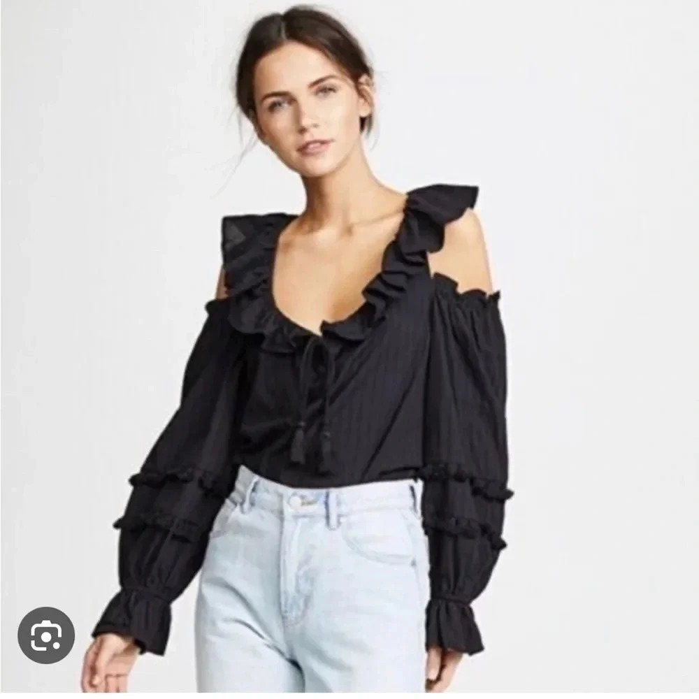 Rebecca Minkoff Womens Pippa Top Croppped Cold Shoulder Size Large E